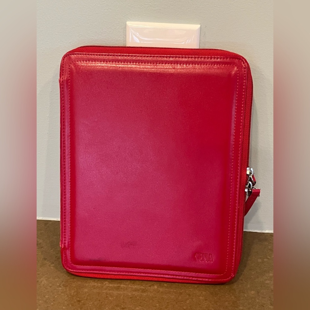 Gorgeous cherry red leather Sena zippered easeled tablet cover.